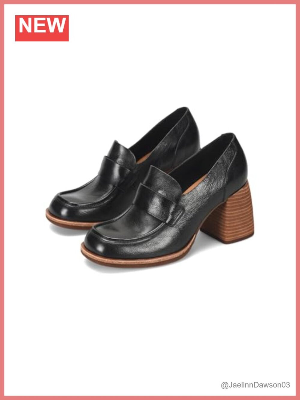 Leather Moc Toe Slip-On Loafers with Block Heel Cushioned Comfort